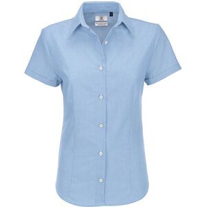 B&C Womens/Ladies Oxford Formal/Smart/Office Short Sleeve Shirt/Blouse / Blue Ch